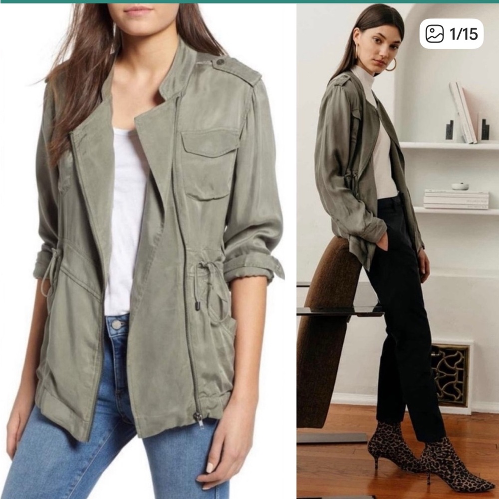 Rails Miles Utility Military Jacket Cupro Full Zip Army Sage Green Preppy XS